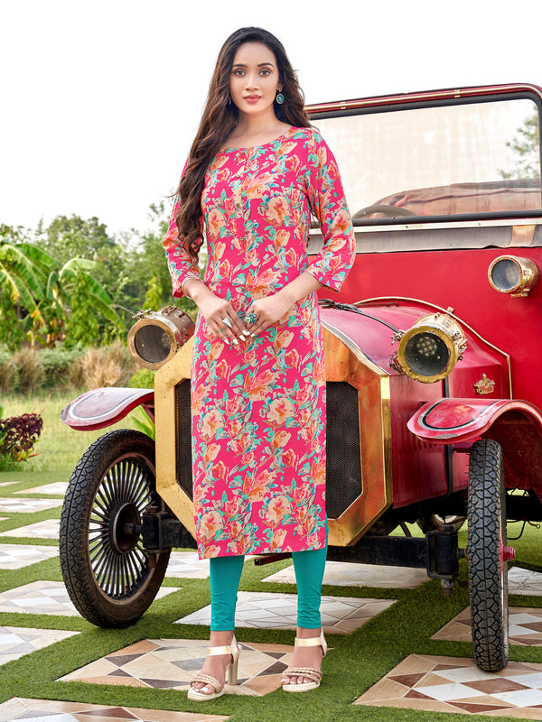 Exclusive Designer Pink Rayon Kurti