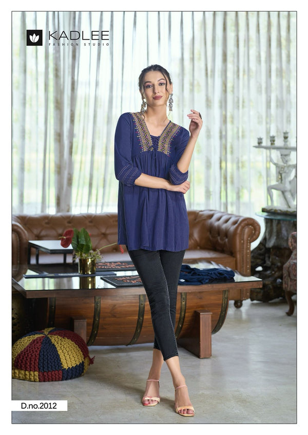 Blue wrinkle rayon tops - 2012