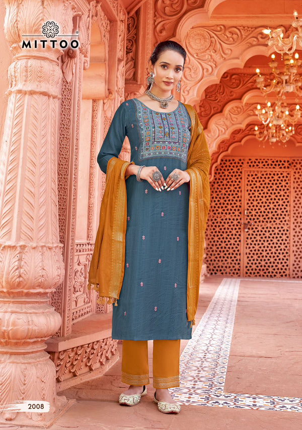 Buy Designer Grey Kurti Dupatta Set Online for Women-MITTOO-Simayaa Vol 2