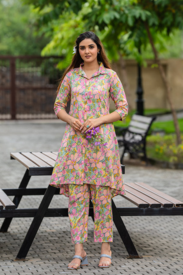 WOMEN FLORAL PRINTED TUNIC WITH TROUSERS