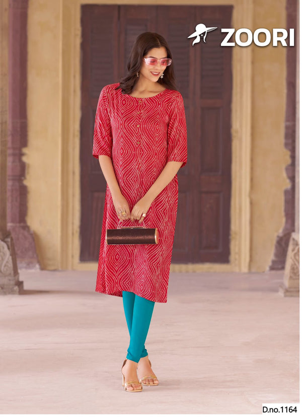 Rayon Red Kurti - 1164