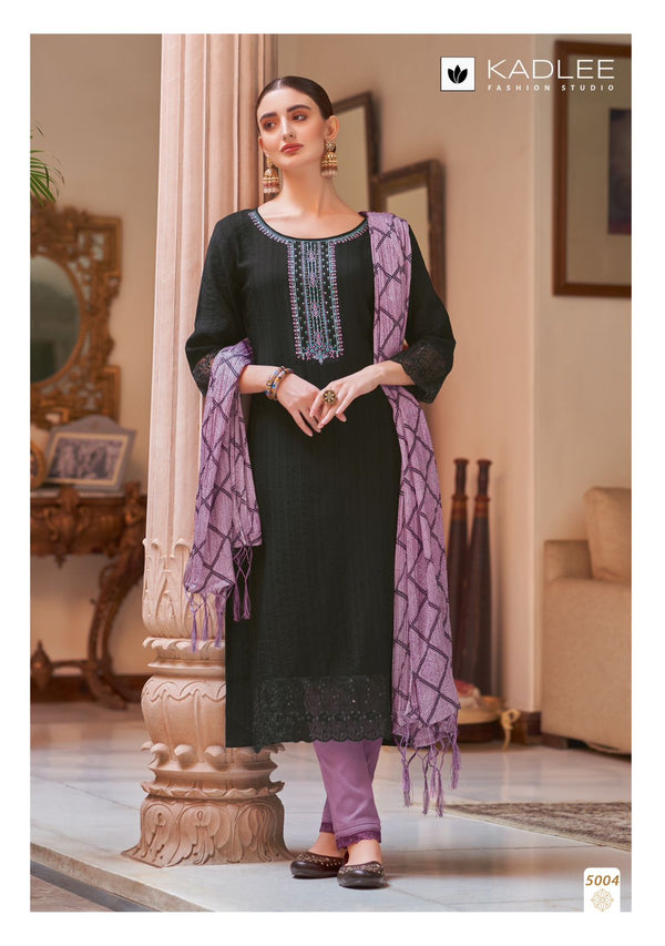 Timeless Elegance: Black Kurti and Pants Ensemble with Bandhani Dupatta-Amruta-Kadlee