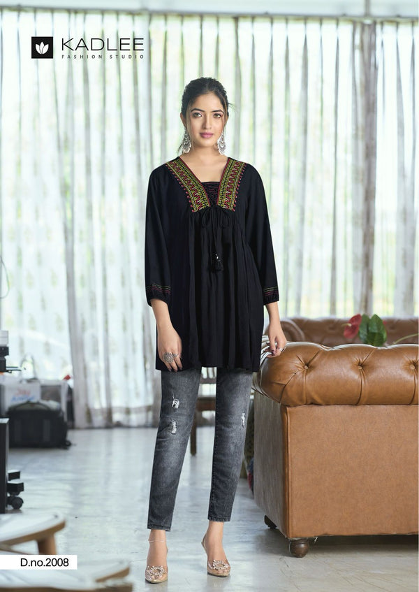 Black wrinkle rayon tops - 2008