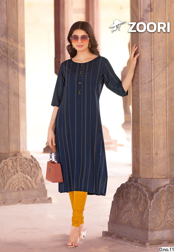 Rayon Print Blue Kurti - 1165